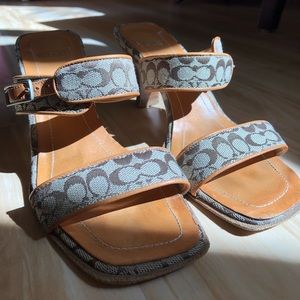 Vintage Coach sandals with kitten heel